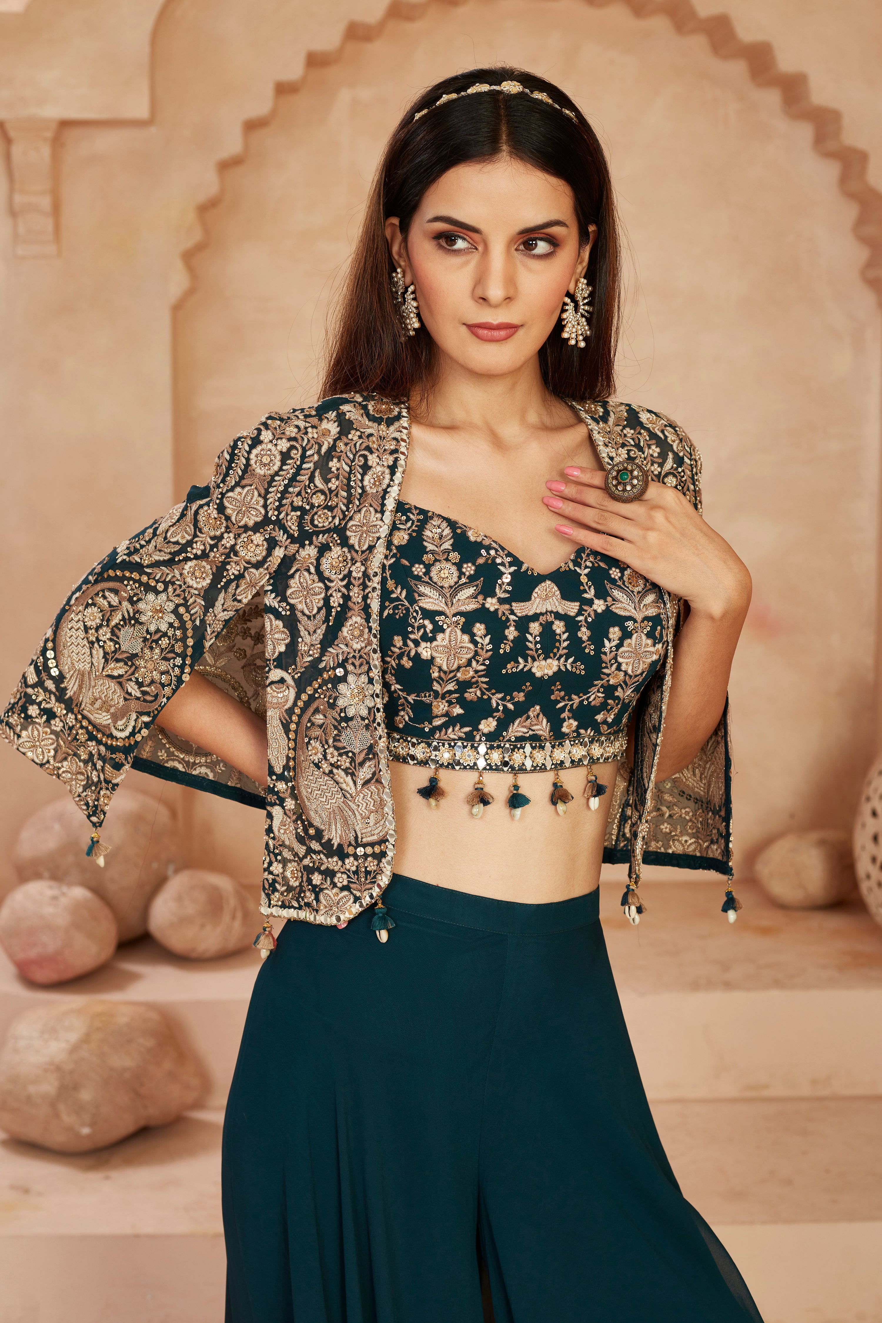 Ravishing Ebony Cape Sharara