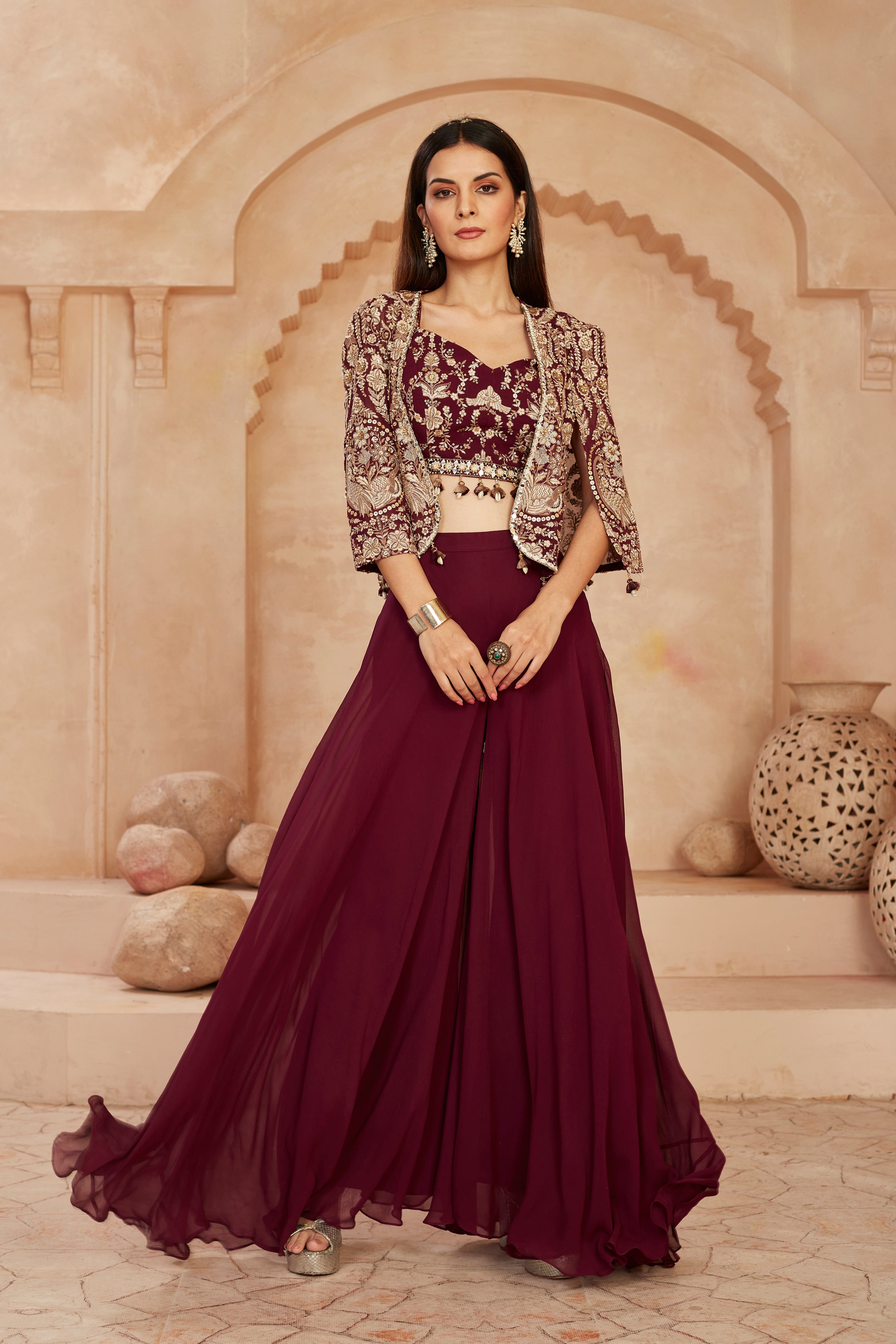 Ravishing Ebony Cape Sharara