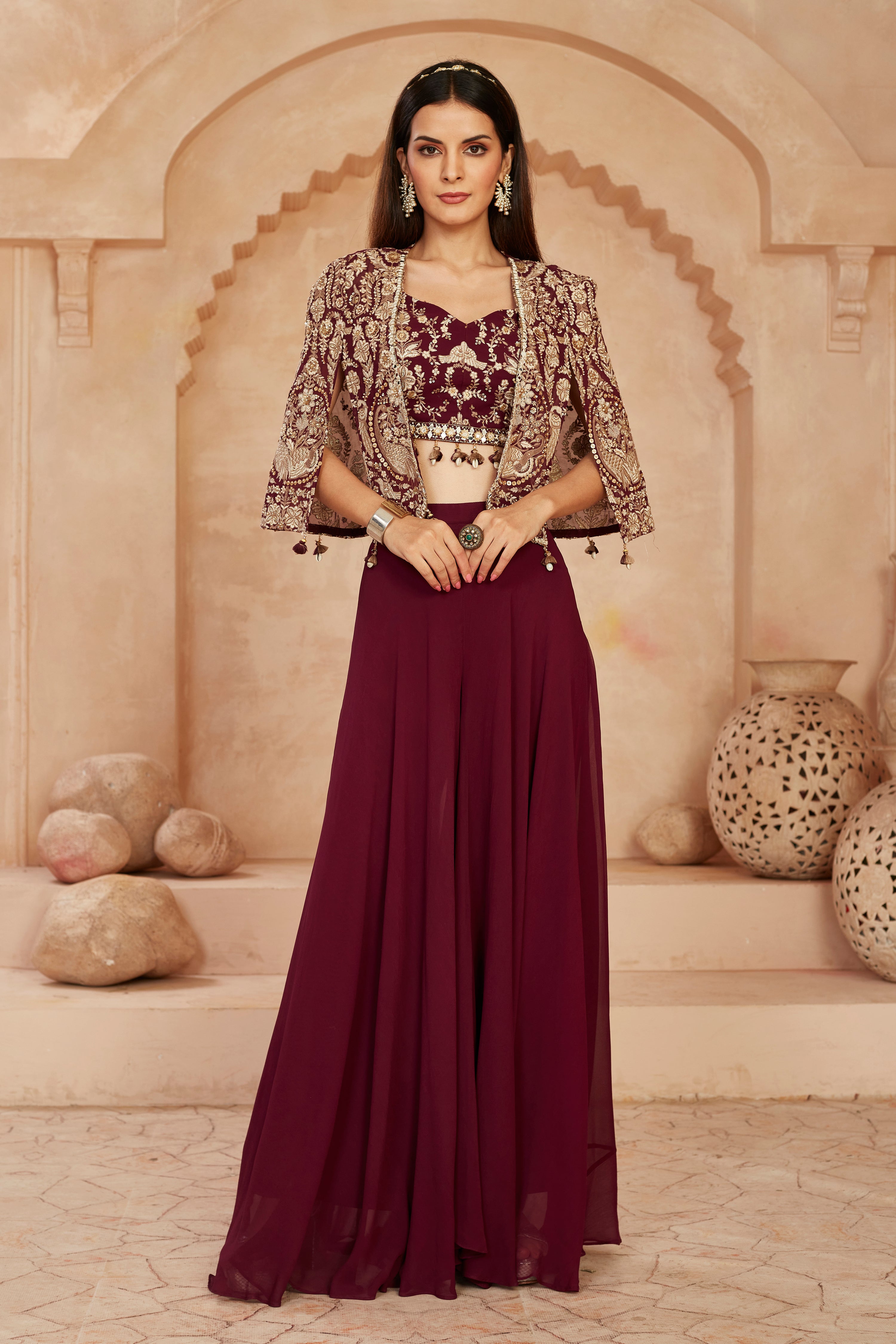 Ravishing Ebony Cape Sharara