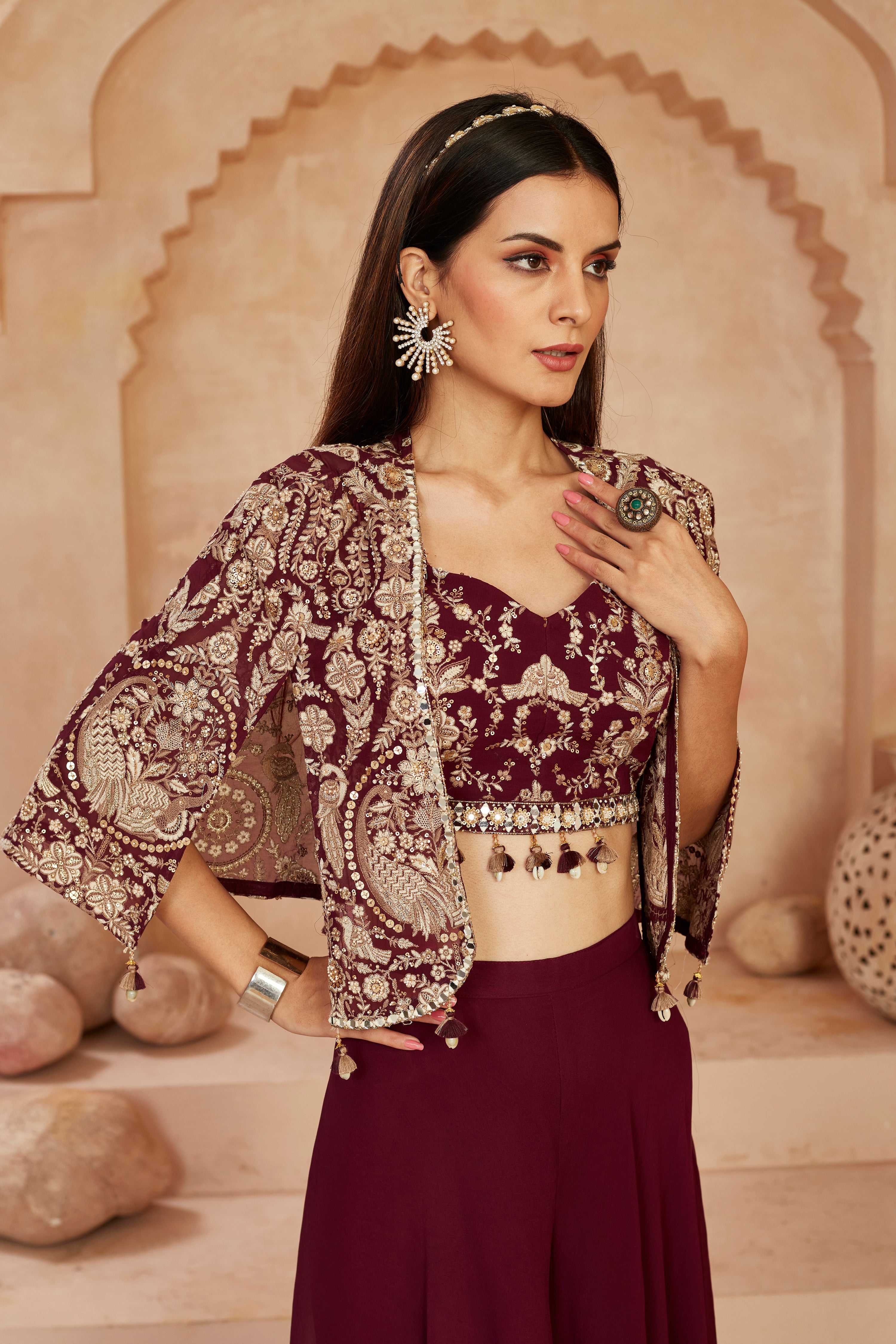 Ravishing Ebony Cape Sharara