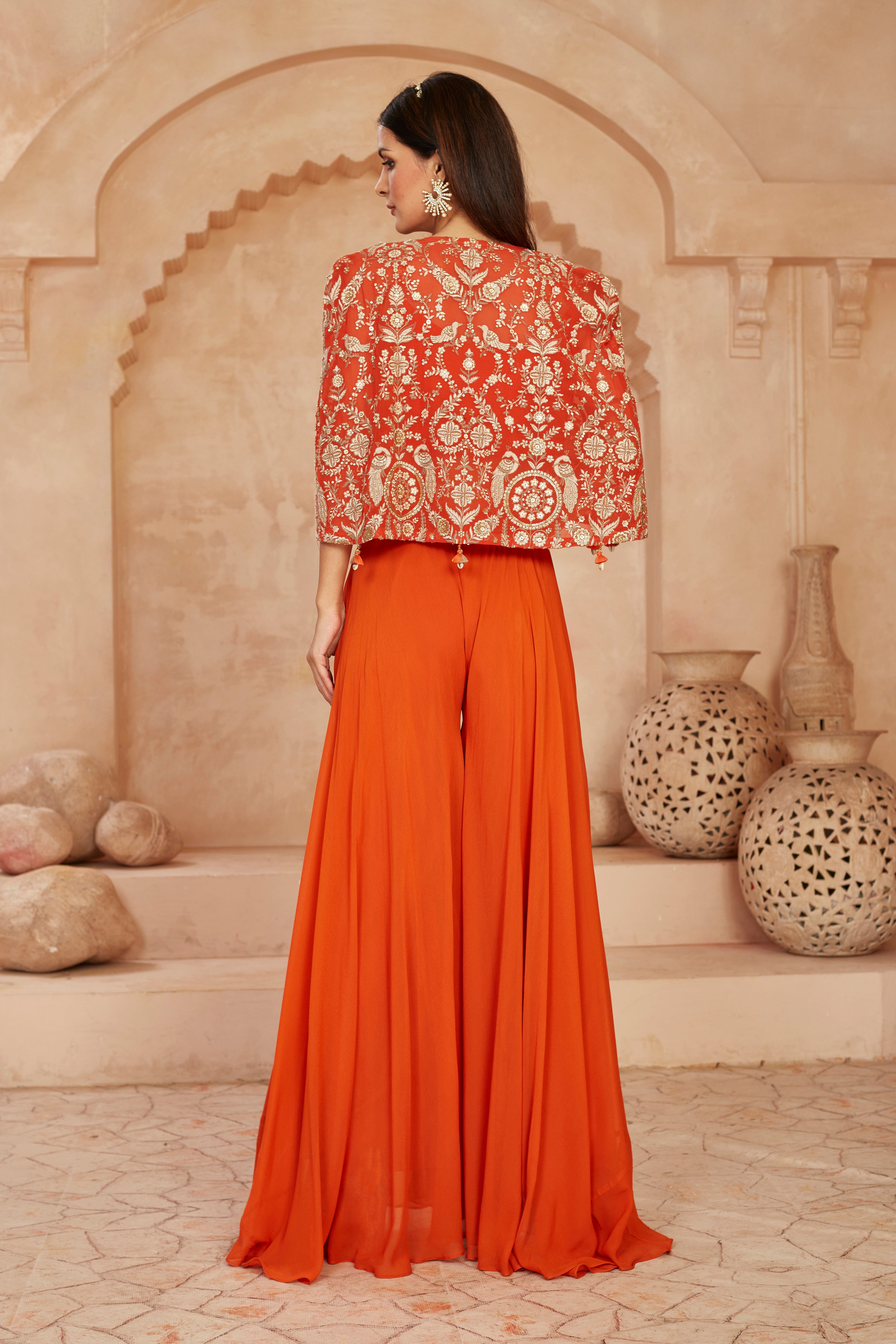 Ravishing Ebony Cape Sharara