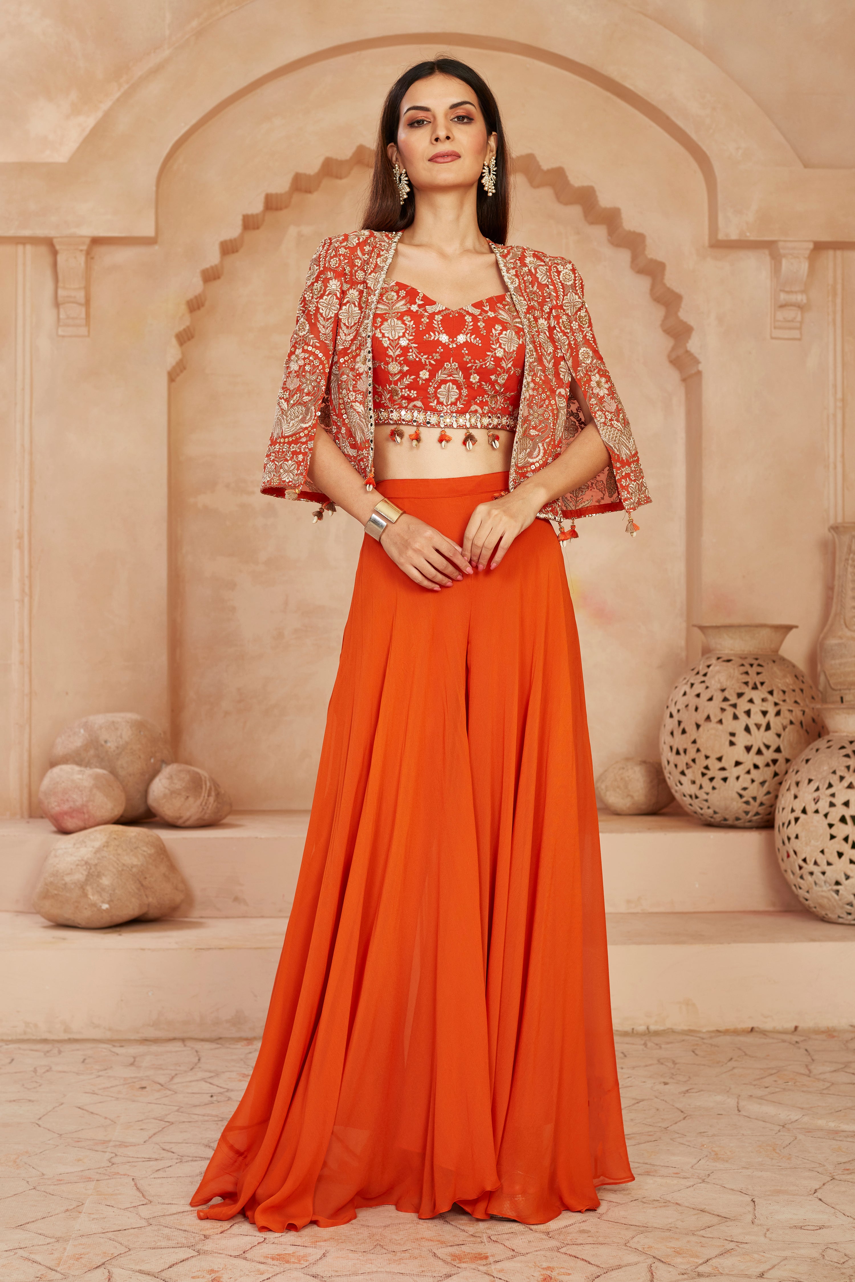 Ravishing Ebony Cape Sharara